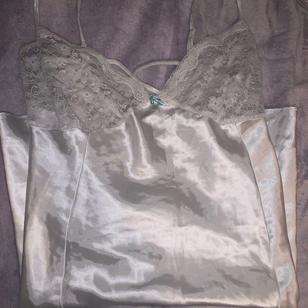 White lace and satin lingerie nightie